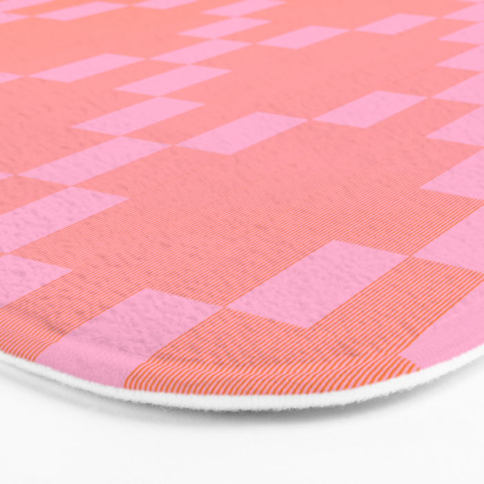 Diamond Quilted Plaid pattern red and pink Bath Mat Gallery Image 3
