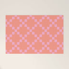 Diamond Quilted Plaid pattern red and pink Welcome Mat Gallery Image 1