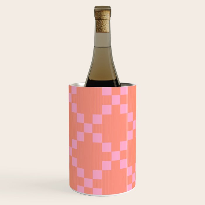 Diamond Quilted Plaid pattern red and pink Wine Chiller Gallery Image 1
