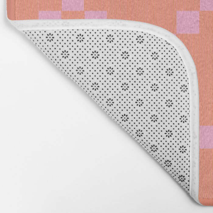 Diamond Quilted Plaid pattern red and pink Bath Mat Gallery Image 2