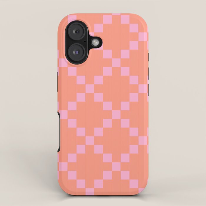 Diamond Quilted Plaid pattern red and pink iPhone Case Gallery Image 1