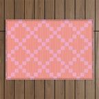 Diamond Quilted Plaid pattern red and pink Outdoor Rug Gallery Image 1