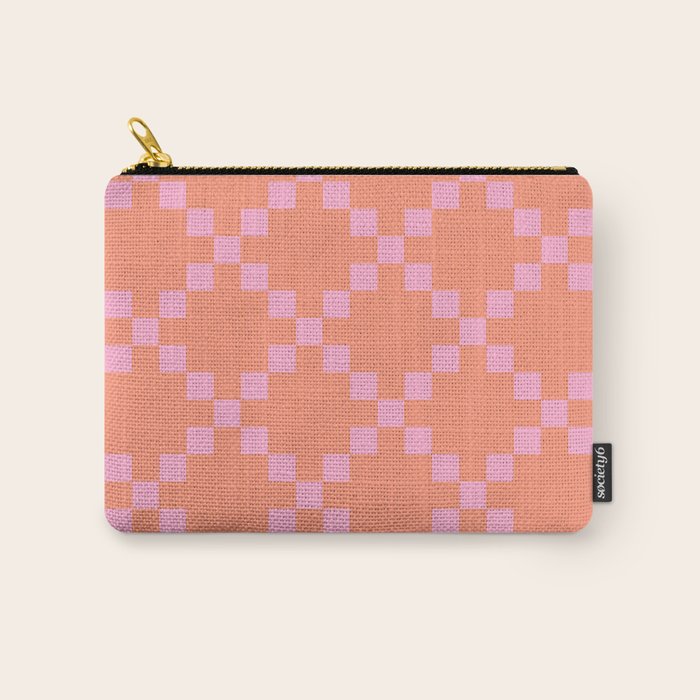 Diamond Quilted Plaid pattern red and pink Carry All Pouch Gallery Image 1