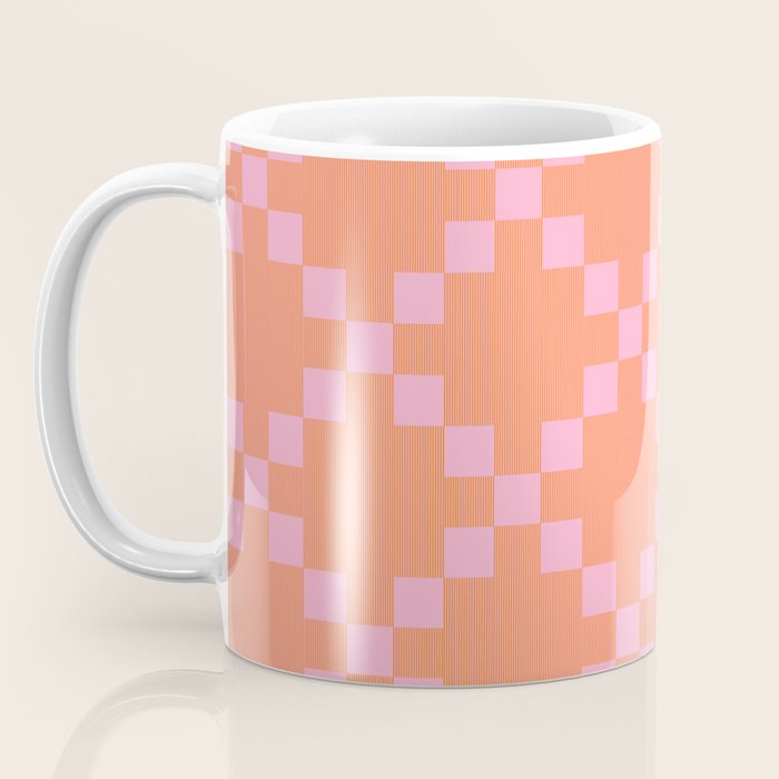 Diamond Quilted Plaid pattern red and pink Coffee Mug Gallery Image 3