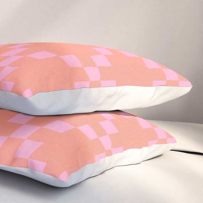 Diamond Quilted Plaid pattern red and pink Pillow Sham Gallery Image 3