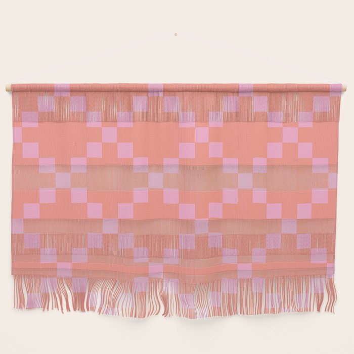 Diamond Quilted Plaid pattern red and pink Wall Hanging Gallery Image 1