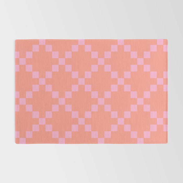 Diamond Quilted Plaid pattern red and pink Rug Gallery Image 2