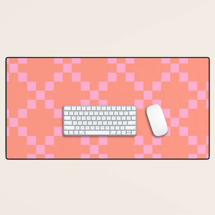 Diamond Quilted Plaid pattern red and pink Desk Mat Gallery Image 1