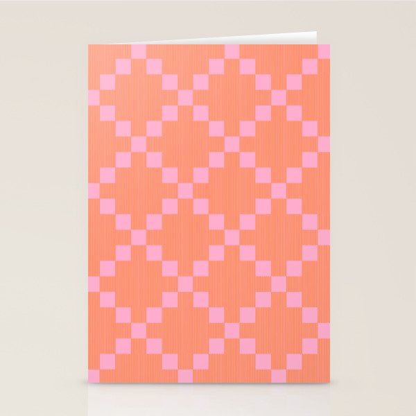 Diamond Quilted Plaid pattern red and pink Stationery Card Gallery Image 1