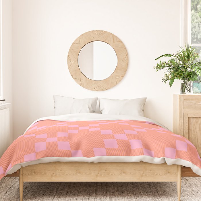Diamond Quilted Plaid pattern red and pink Duvet Cover Gallery Image 3