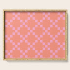 Diamond Quilted Plaid pattern red and pink Serving Tray Gallery Image 1