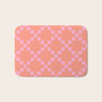Diamond Quilted Plaid pattern red and pink Bath Mat Gallery Image 1