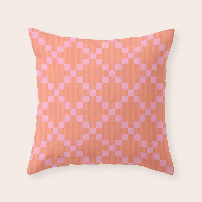 Diamond Quilted Plaid pattern red and pink Throw Pillow Gallery Image 6