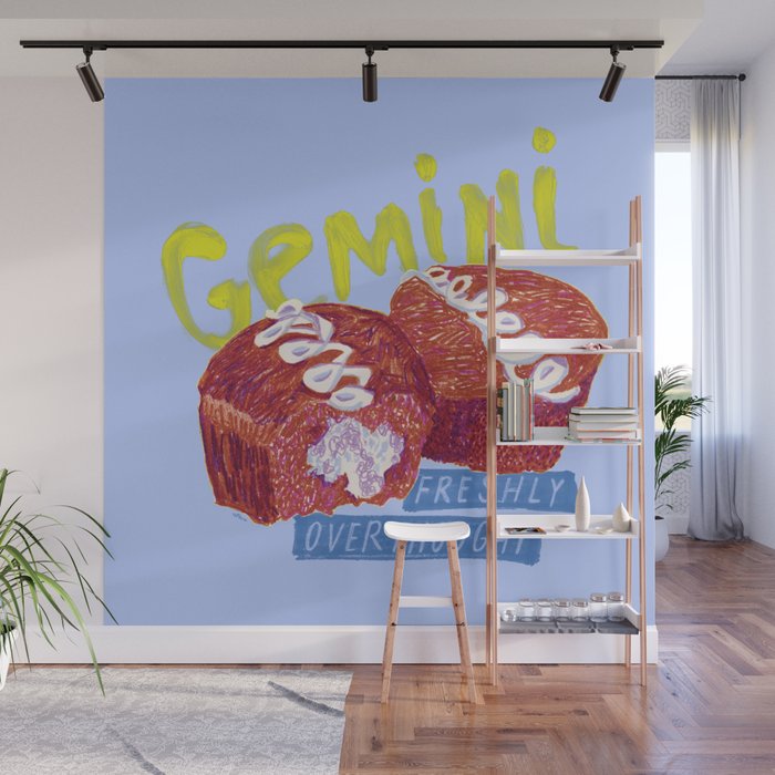 Gemini Twins in Lavender & Blue | Zodiac Series Wall Mural Gallery Image 1