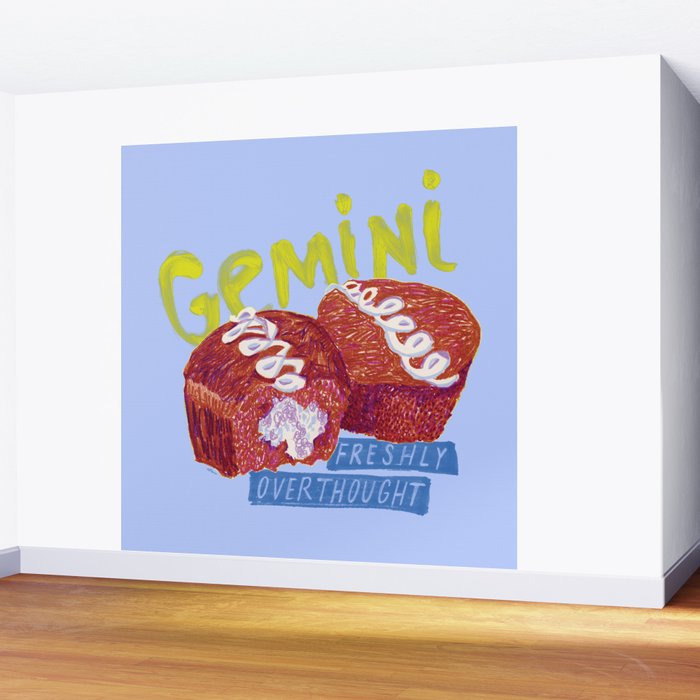 Gemini Twins in Lavender & Blue | Zodiac Series Wall Mural Gallery Image 2