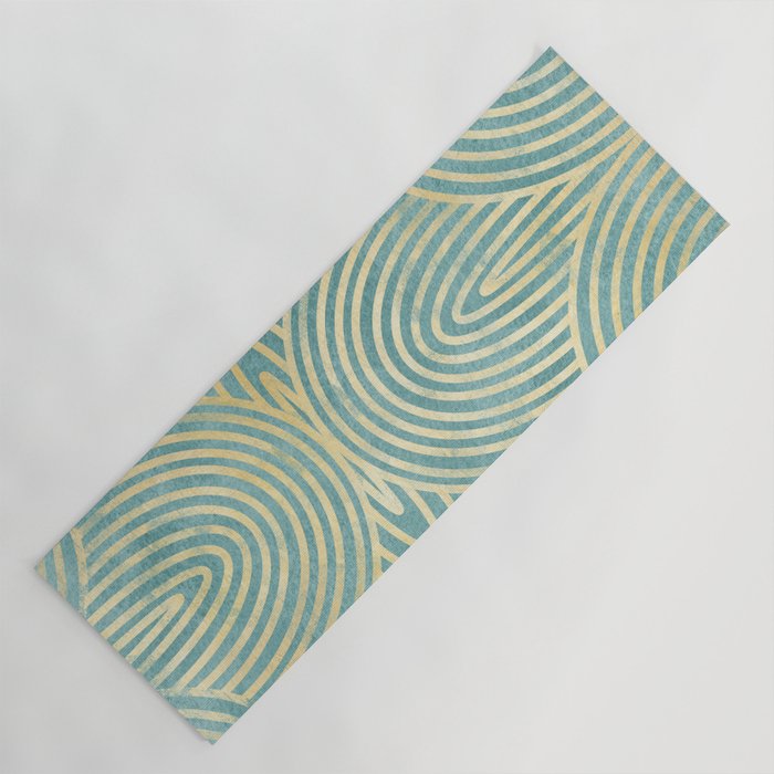 Art Deco Mint Green & Gold Pattern Yoga Mat Gallery Image 1