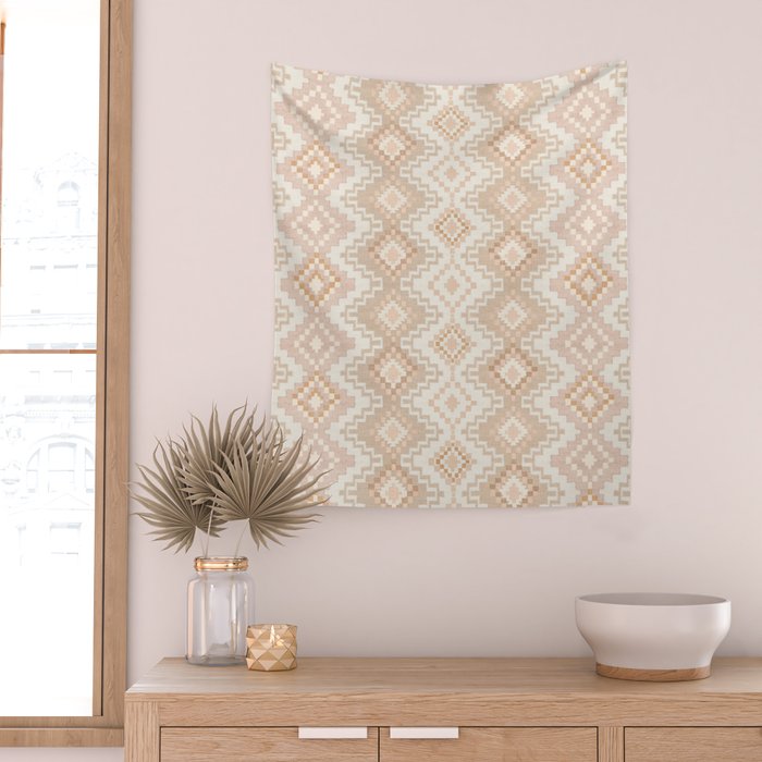 Southern Western Boho Geo  Americana Rug  ivory soft pink Wall Tapestry Gallery Image 2
