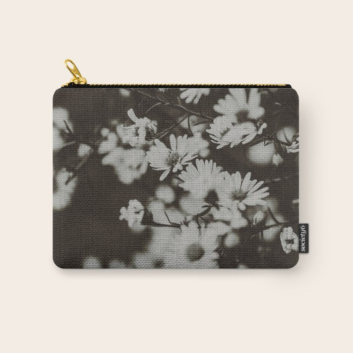 Evening Daisies x flower photograph black and white botanical Carry All Pouch Gallery Image 1