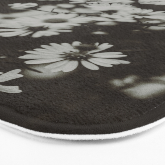 Evening Daisies x flower photograph black and white botanical Bath Mat Gallery Image 3