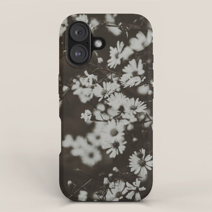 Evening Daisies x flower photograph black and white botanical iPhone Case Gallery Image 1