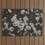 Evening Daisies x flower photograph black and white botanical Outdoor Rug Gallery Image 1