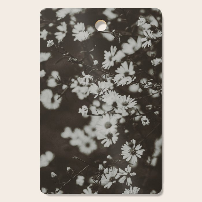 Evening Daisies x flower photograph black and white botanical Cutting Board Gallery Image 1