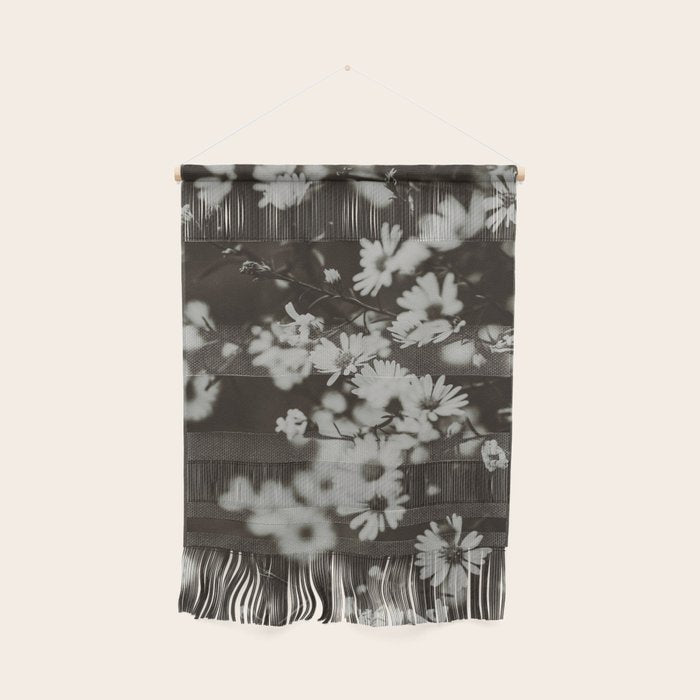 Evening Daisies x flower photograph black and white botanical Wall Hanging Gallery Image 1