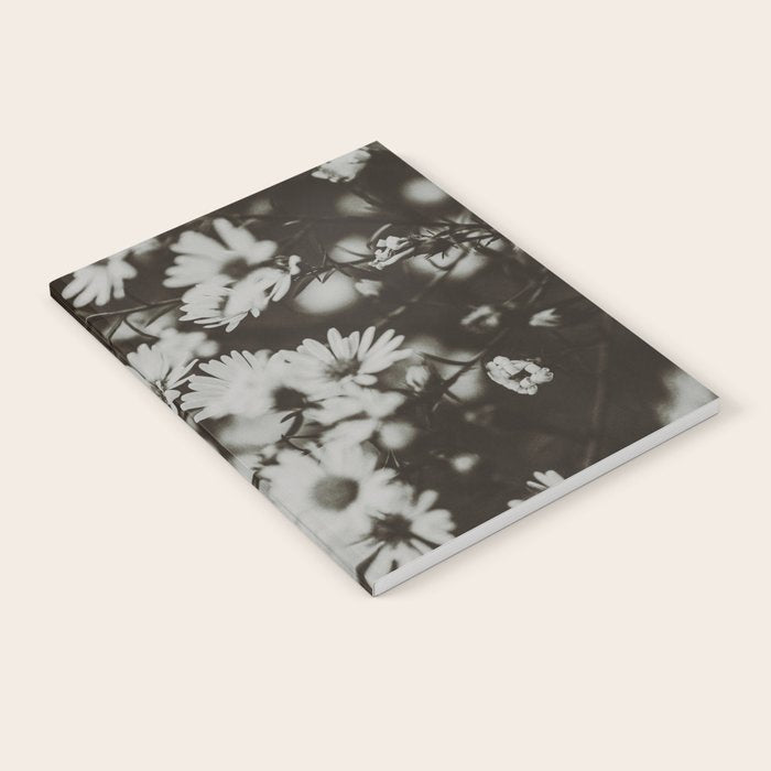 Evening Daisies x flower photograph black and white botanical Notebook Gallery Image 2