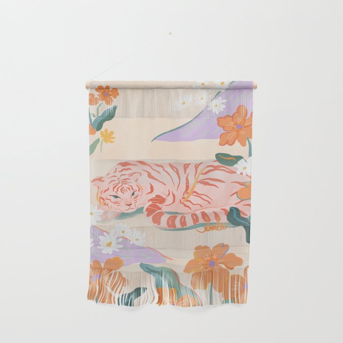 Pink Tiger in Wild Garden  Wall Hanging Gallery Image 1