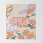 Pink Tiger in Wild Garden  Throw Blanket Gallery Image 2