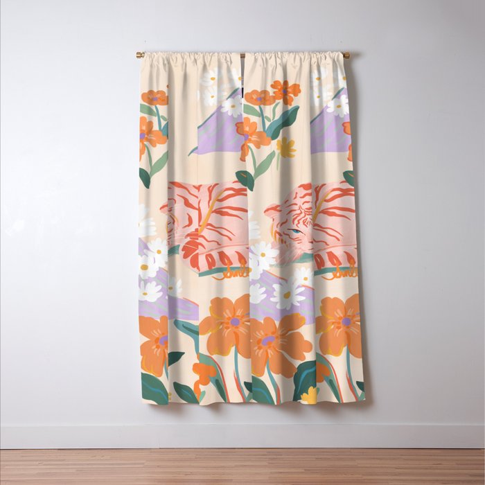 Pink Tiger in Wild Garden  Window Curtain Gallery Image 3