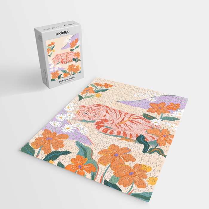 Pink Tiger in Wild Garden  Jigsaw Puzzle Gallery Image 2