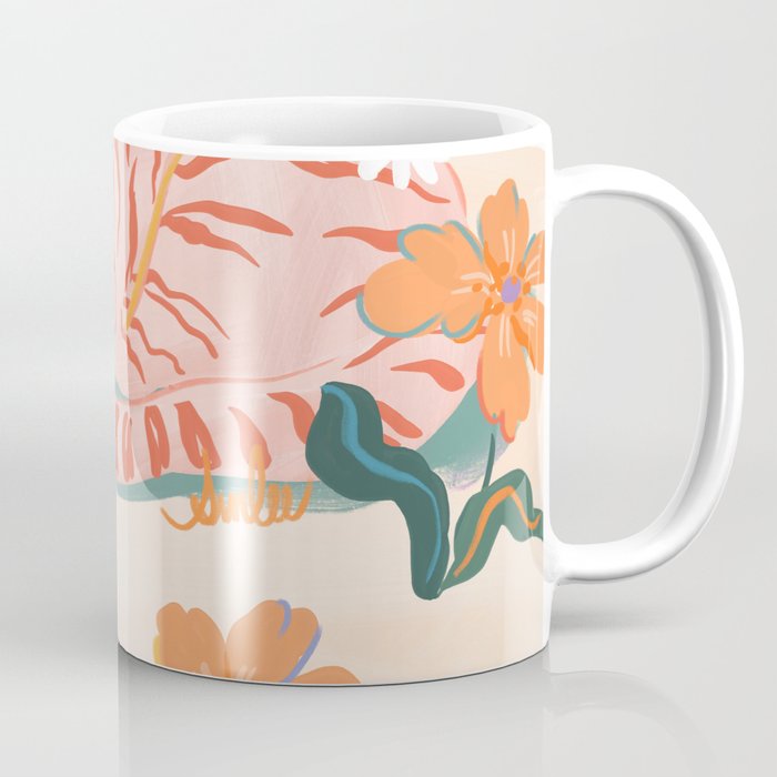 Pink Tiger in Wild Garden  Coffee Mug Gallery Image 1