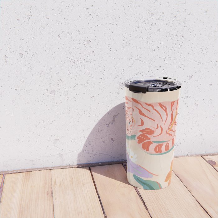 Pink Tiger in Wild Garden  Travel Mug Gallery Image 4