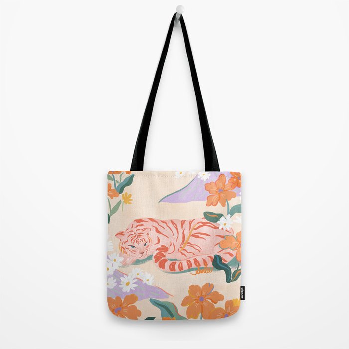 Pink Tiger in Wild Garden  Tote Bag Gallery Image 2