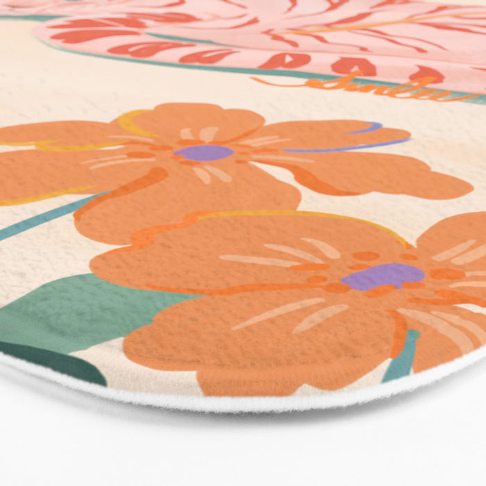 Pink Tiger in Wild Garden  Bath Mat Gallery Image 3