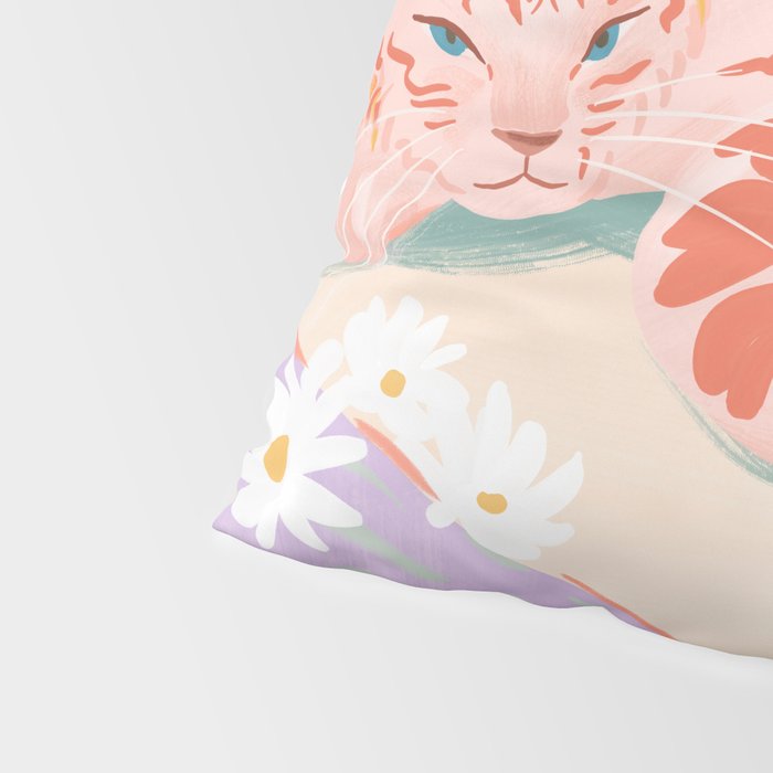 Pink Tiger in Wild Garden  Pillow Sham Gallery Image 4
