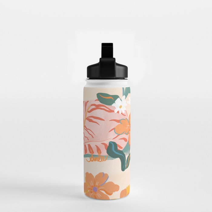 Pink Tiger in Wild Garden  Water Bottle Gallery Image 2