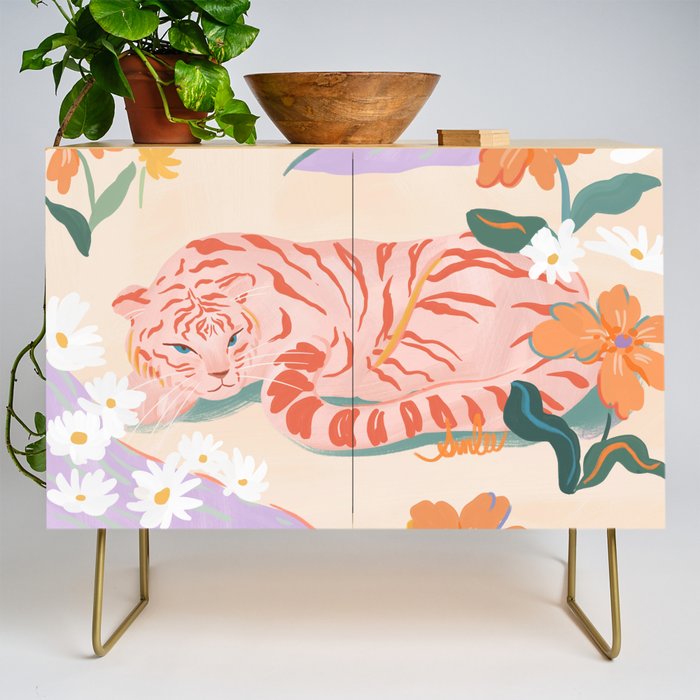 Pink Tiger in Wild Garden  Credenza Gallery Image 1