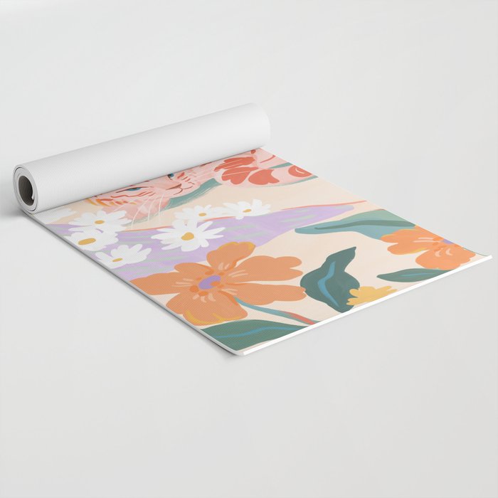 Pink Tiger in Wild Garden  Yoga Mat Gallery Image 2
