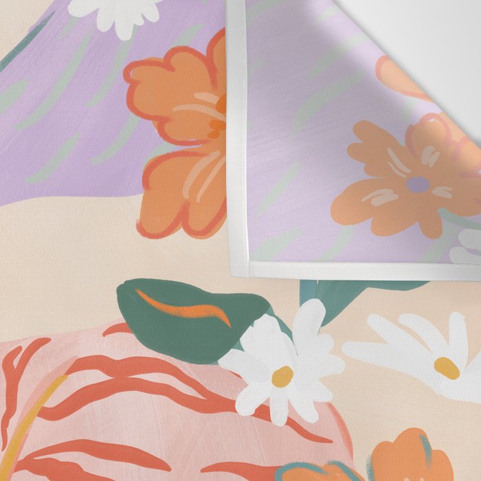 Pink Tiger in Wild Garden  Wall Tapestry Gallery Image 3