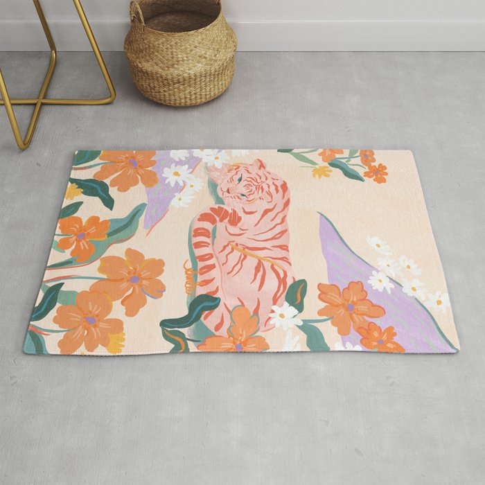 Pink Tiger in Wild Garden  Rug Gallery Image 1