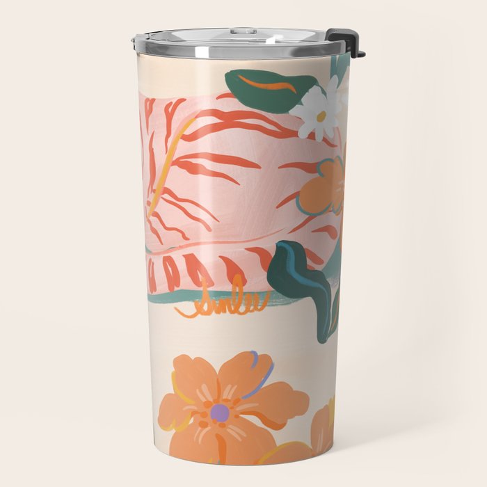 Pink Tiger in Wild Garden  Travel Mug Gallery Image 2
