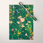 Riot of colorful flowers landscape floral painting, grass with lavender, yellow and pink wildflowers Wrapping Paper Gallery Image 1