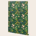 Riot of colorful flowers landscape floral painting, grass with lavender, yellow and pink wildflowers Wallpaper Gallery Image 2
