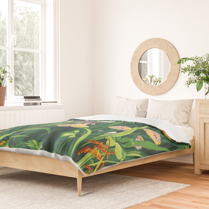 Riot of colorful flowers landscape floral painting, grass with lavender, yellow and pink wildflowers Duvet Cover Gallery Image 2