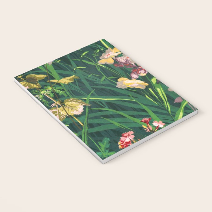 Riot of colorful flowers landscape floral painting, grass with lavender, yellow and pink wildflowers Notebook Gallery Image 3