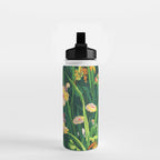 Riot of colorful flowers landscape floral painting, grass with lavender, yellow and pink wildflowers Water Bottle Gallery Image 2
