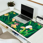 Riot of colorful flowers landscape floral painting, grass with lavender, yellow and pink wildflowers Desk Mat Gallery Image 2