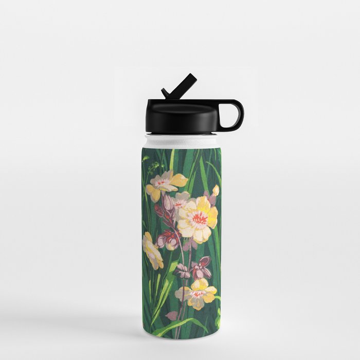 Riot of colorful flowers landscape floral painting, grass with lavender, yellow and pink wildflowers Water Bottle Gallery Image 1